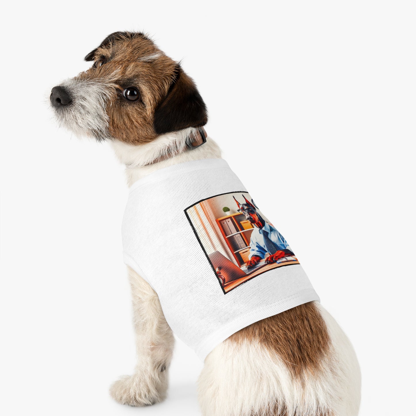 Pet Tank Top Doberman working man t shirt Pets Printify
