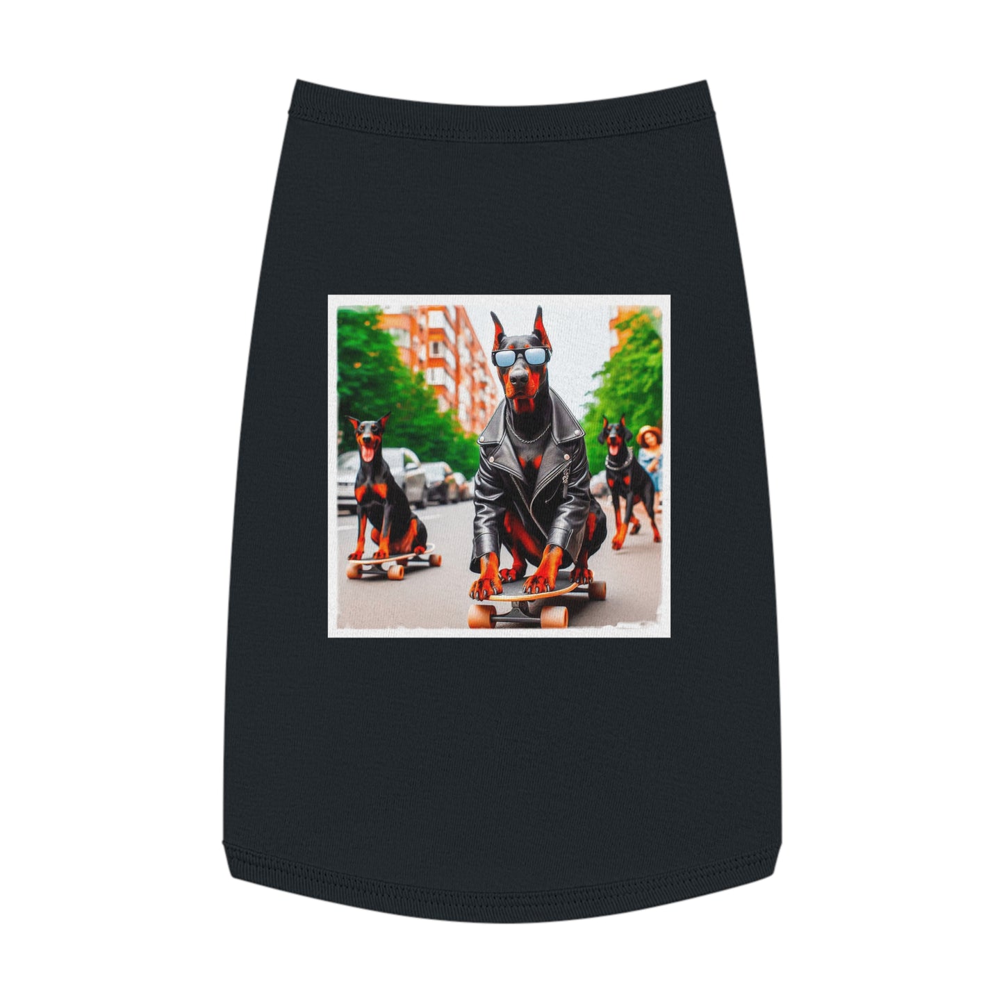 Pet Tank Top Doberman skating fun t shirt Pets Printify