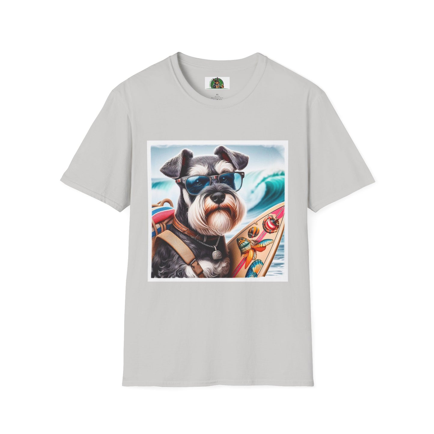 Miniature Schnauzer surfer dude shirt T-Shirt Printify S Ice Grey