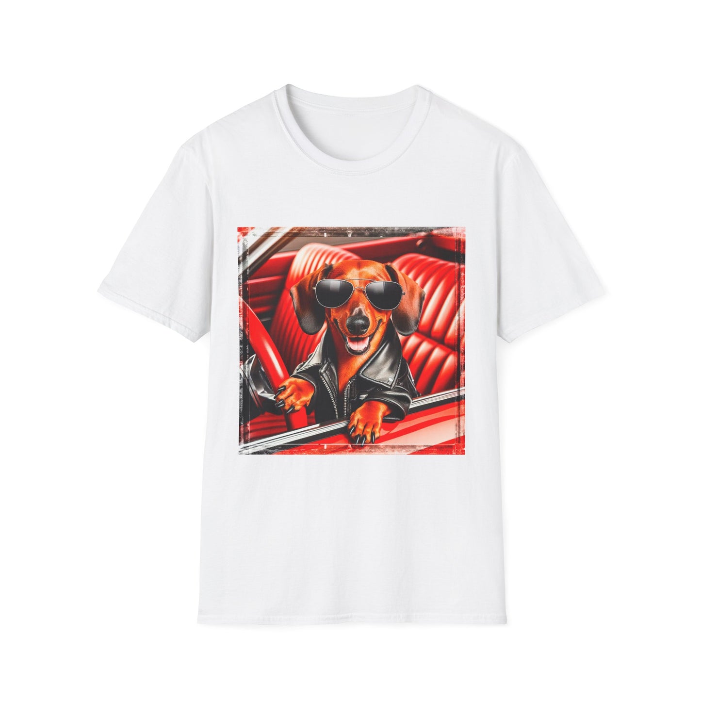 Wacky Dachshund grease lightning t shirt T-Shirt Printify XS White