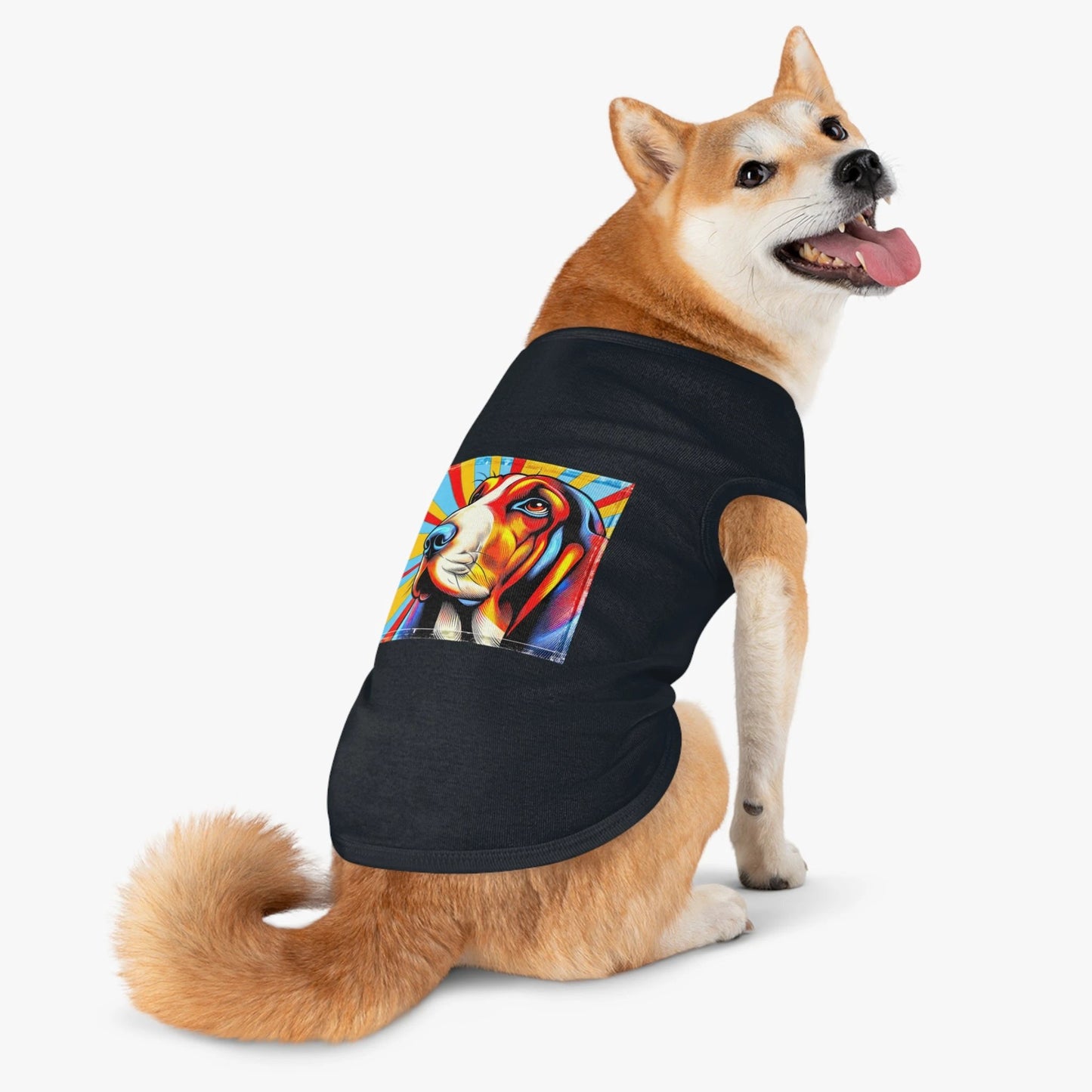 Pet Tank Top Basset Hound Graphic Tee for Dogs Cute Long Ears Design Breathable Summer Wear by Printify