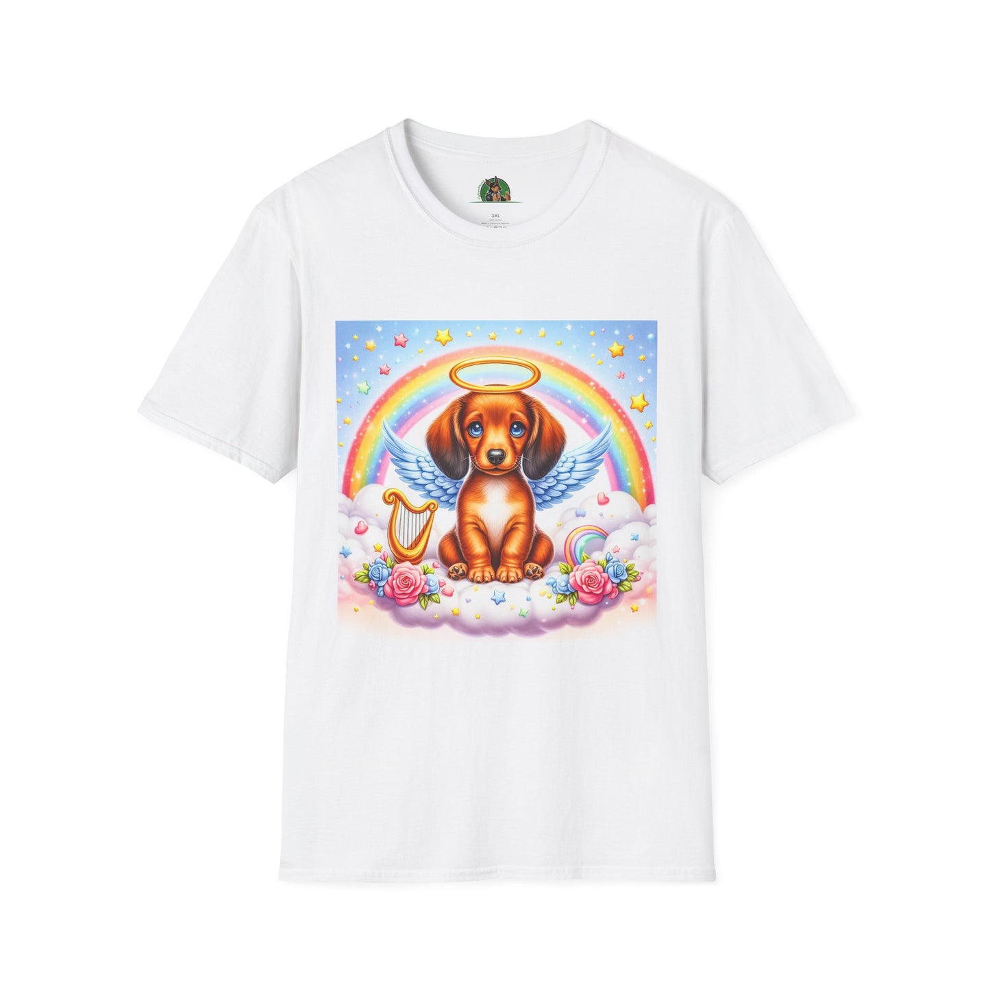 Dachshund glowing angel t shirt T-Shirt Printify White S
