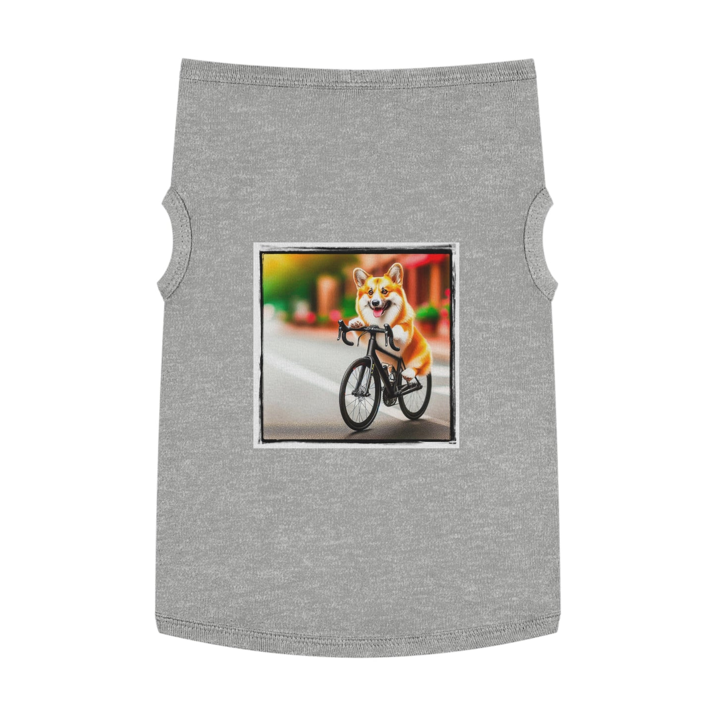 Pet Tank Top Pembroke Welsh Corgi bike riding Pets Printify XL Heather