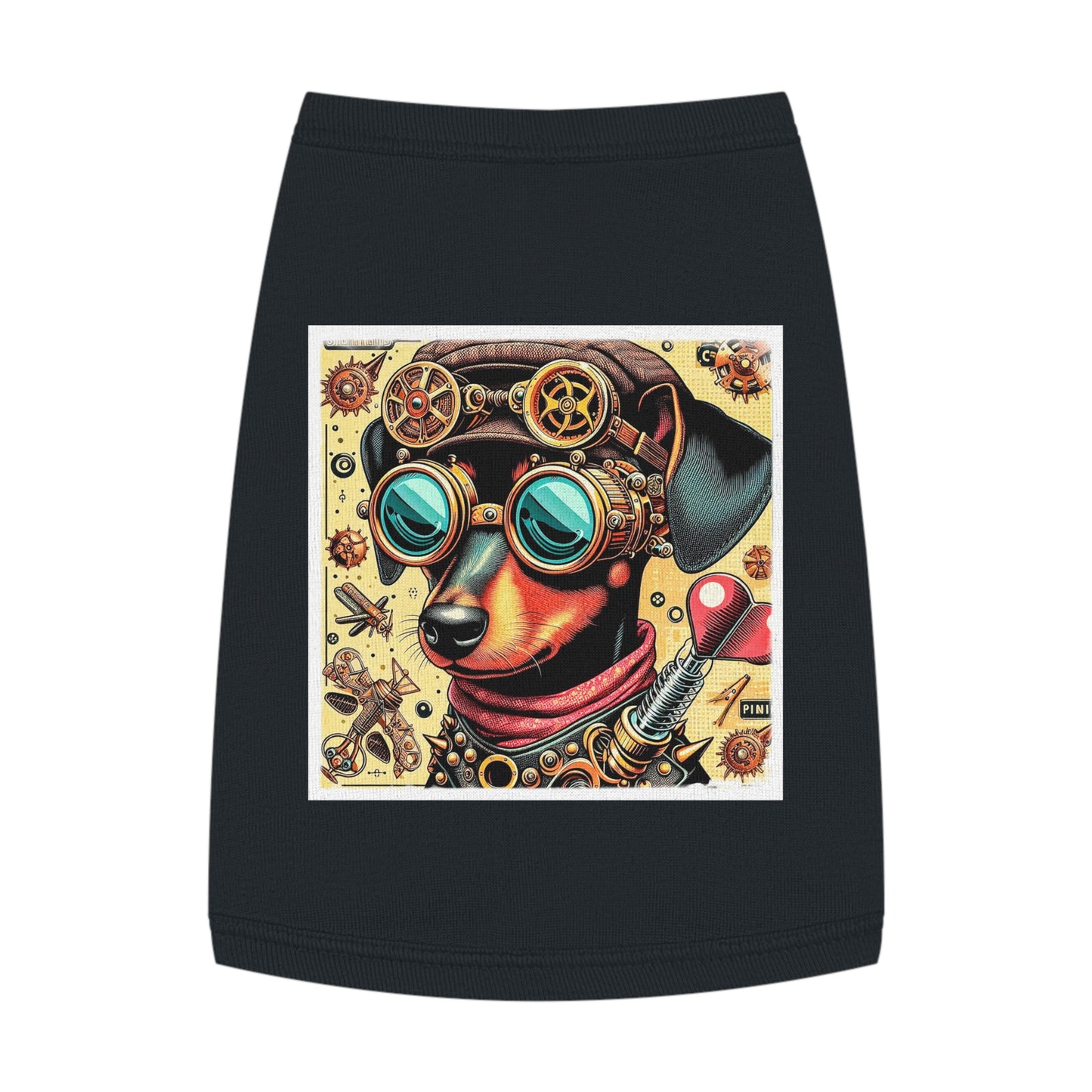 - Min Pin Tank Tops Steam punk puppy Pets Printify M Black