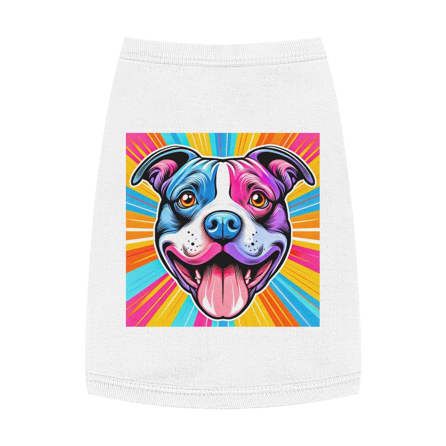 Pet Tank Top Pit Bull pink and blue shirt Pets Printify M White