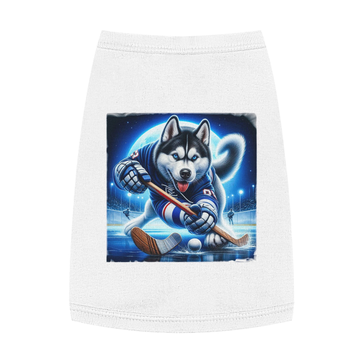 Pet Tank Top Husky hockey player Pets Printify M White