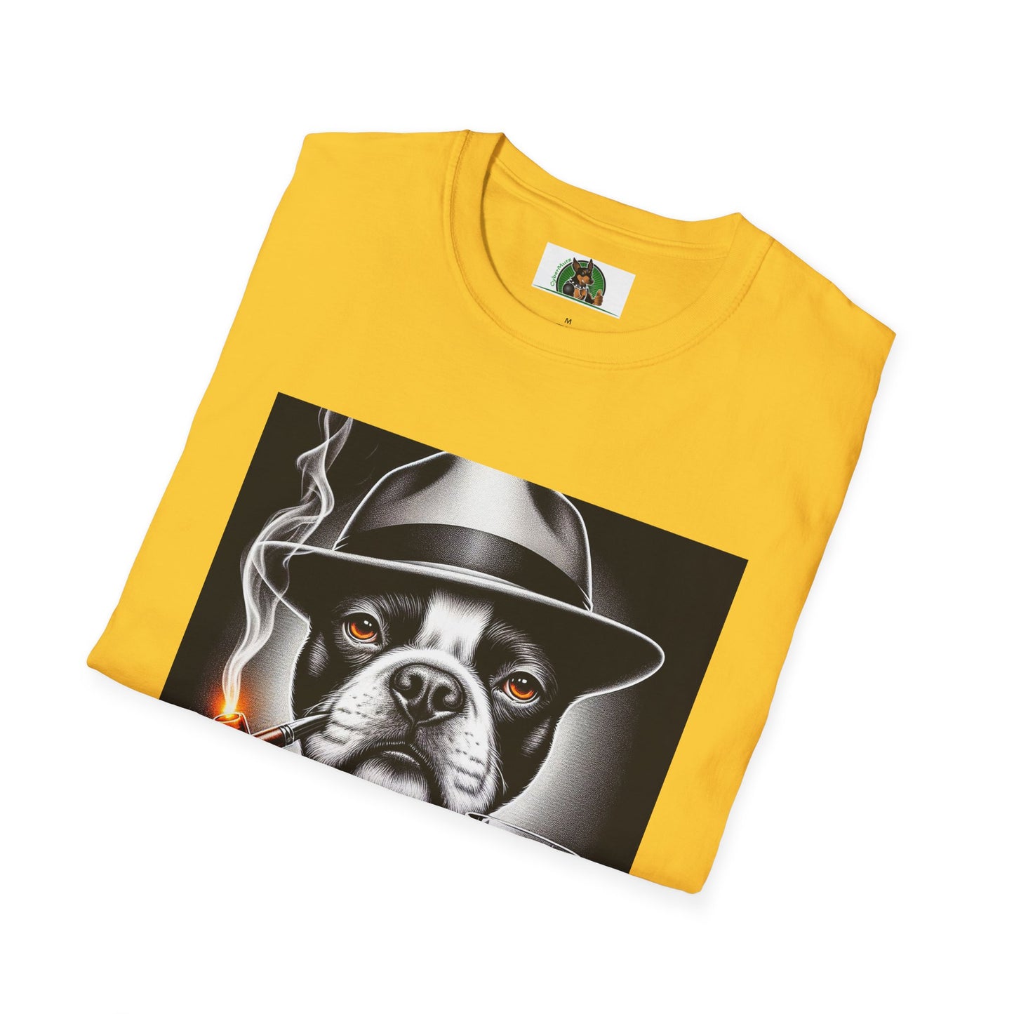 Boston Terrier Dog Smoking Pipe Drinking Whiskey T-Shirt Printify