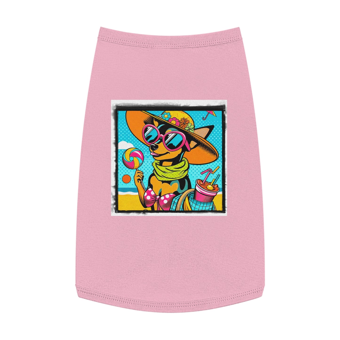 Min Pin Tank Tops beach babe Pets Printify L Pink