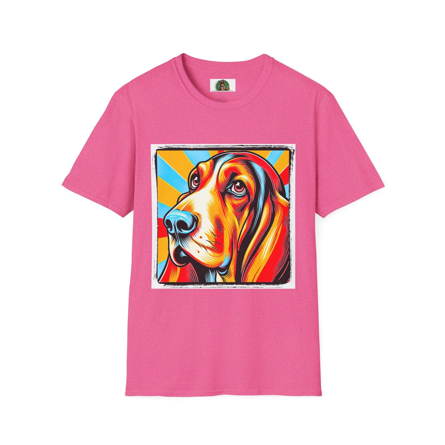 Basset Hound Pop Art 2 T-Shirt Printify S Heather Heliconia