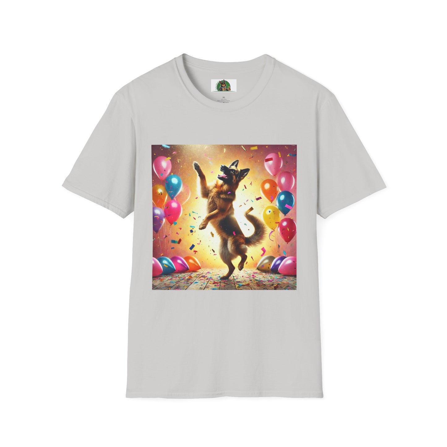 German Shepherd T-Shirt - Dancing Dog Design T-Shirt Printify S Ice Grey