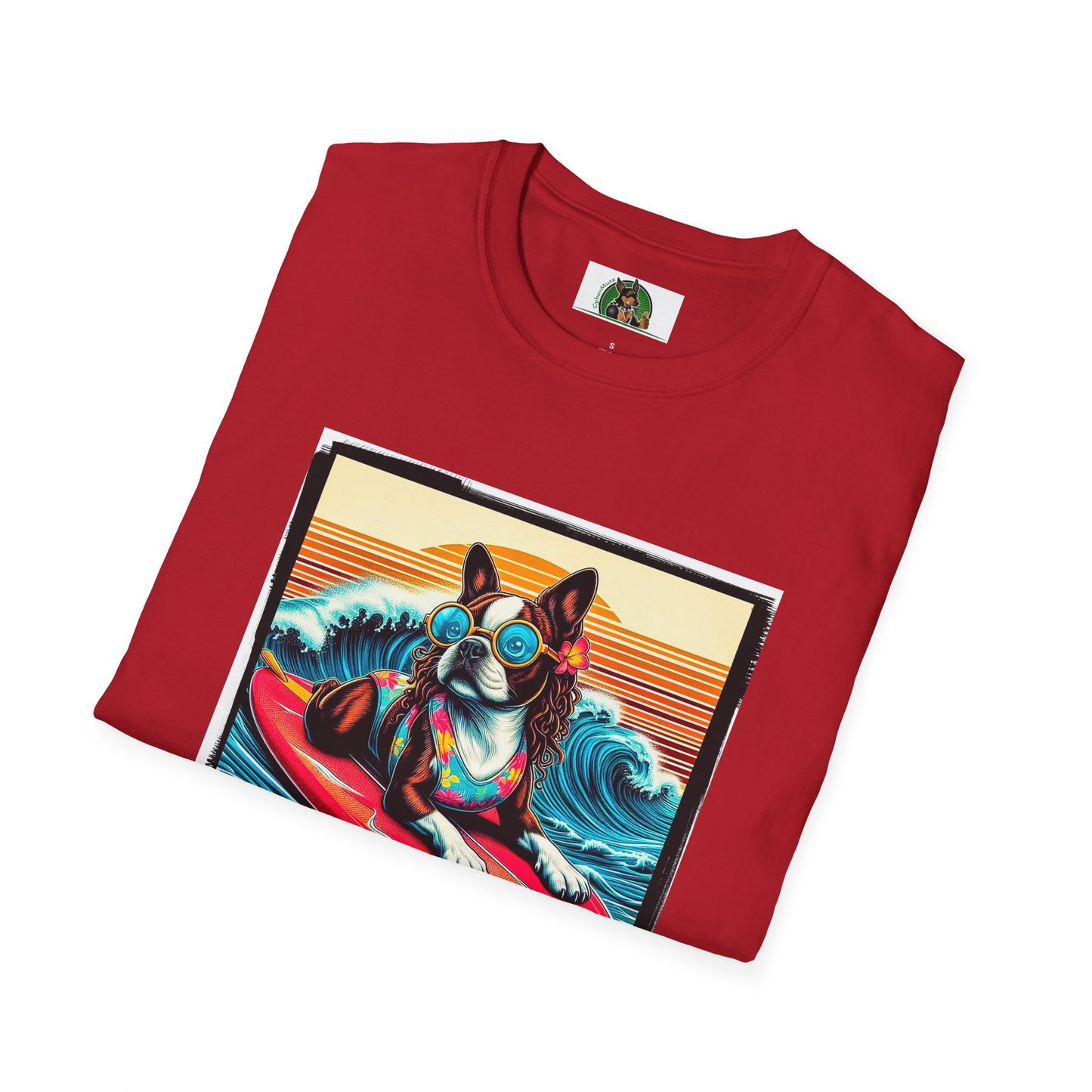 Boston Terrier Surfer Dog T-Shirt Printify