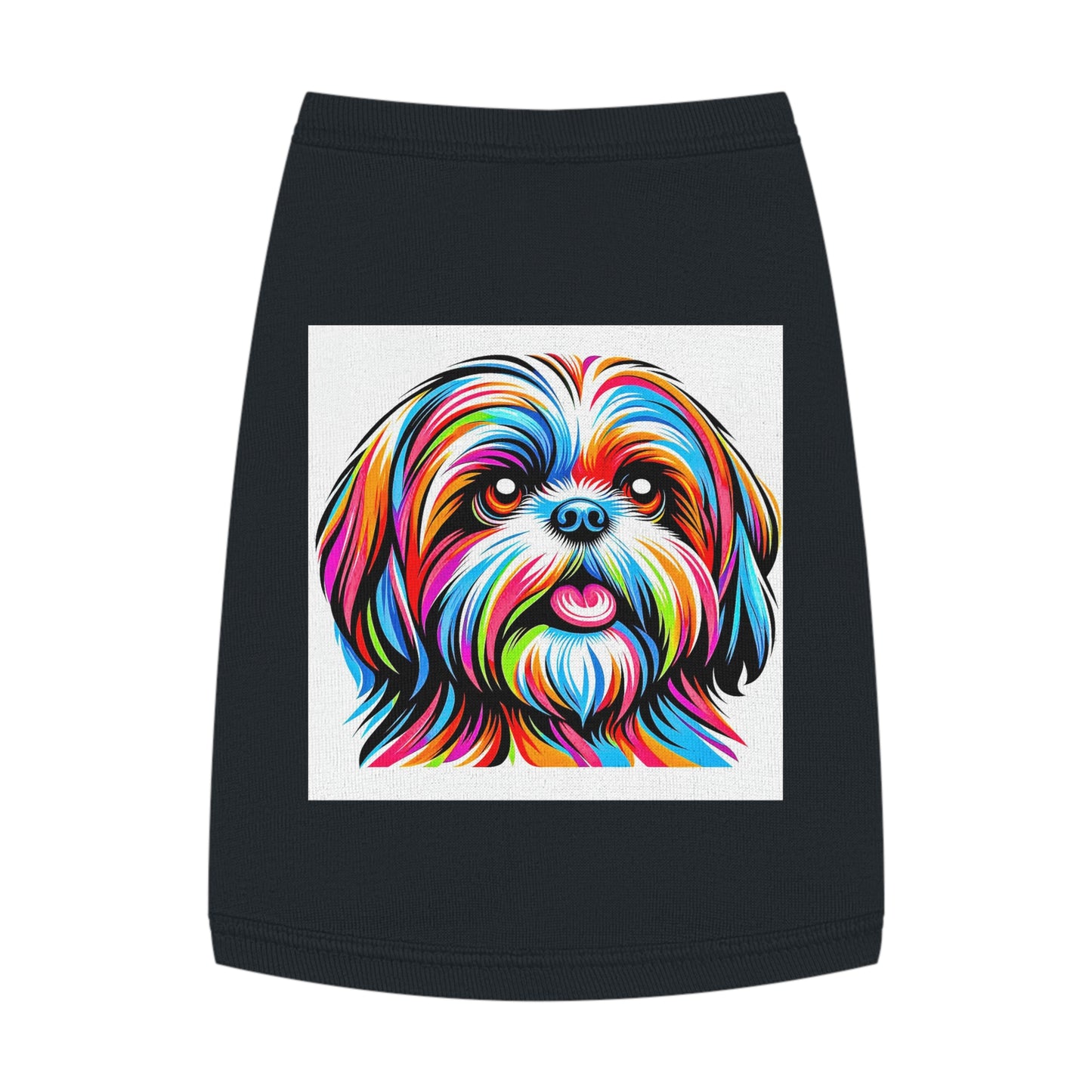 Pet Tank Top Shih Tzu pretty painting Pets Printify M Black