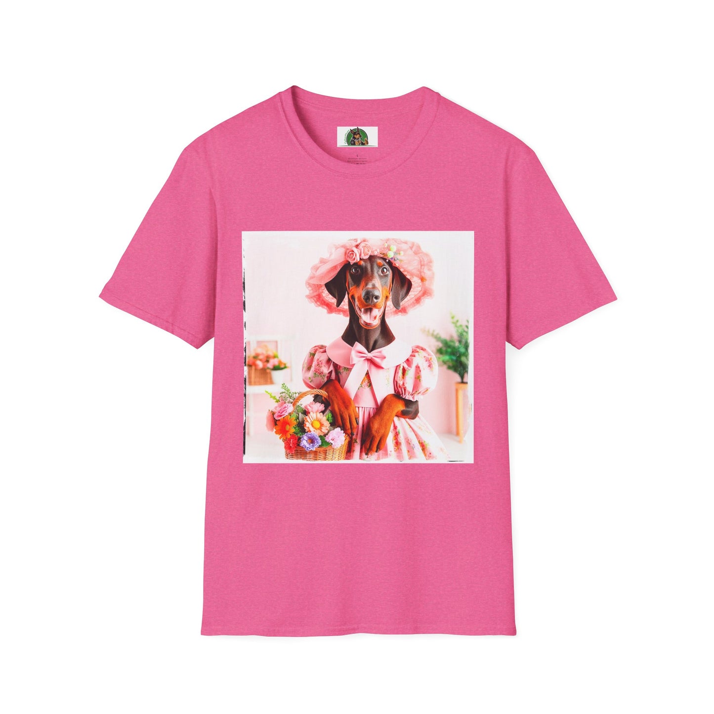 Doberman easter t shirt T-Shirt Printify S Heather Heliconia