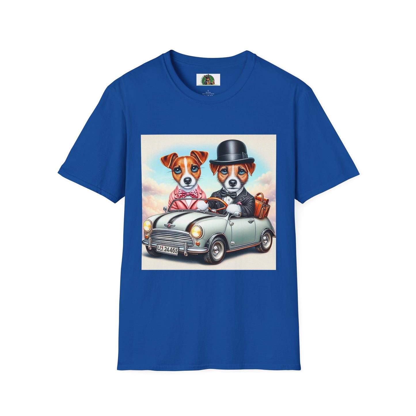 Wacky Jack Russell Top Hat Couple In Car T-Shirt Printify S Royal