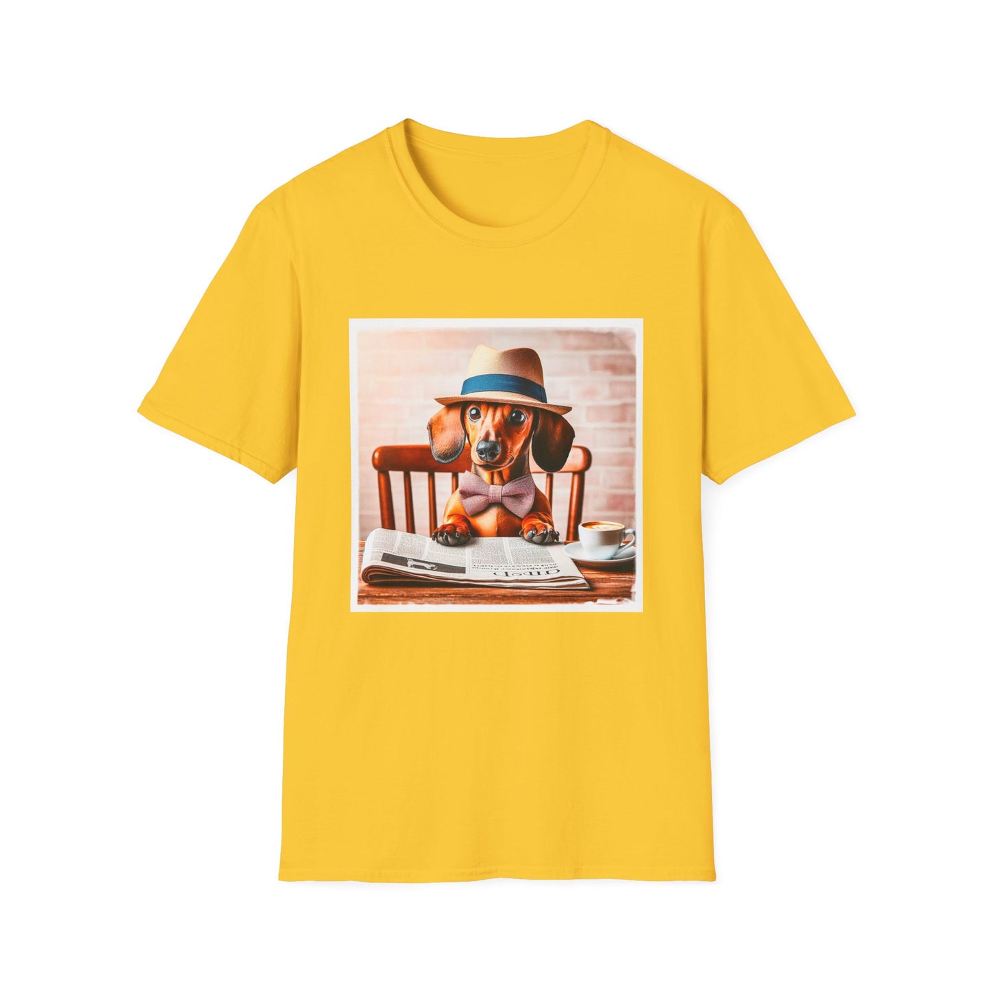 Dachshund reading news t shirt T-Shirt Printify S Daisy