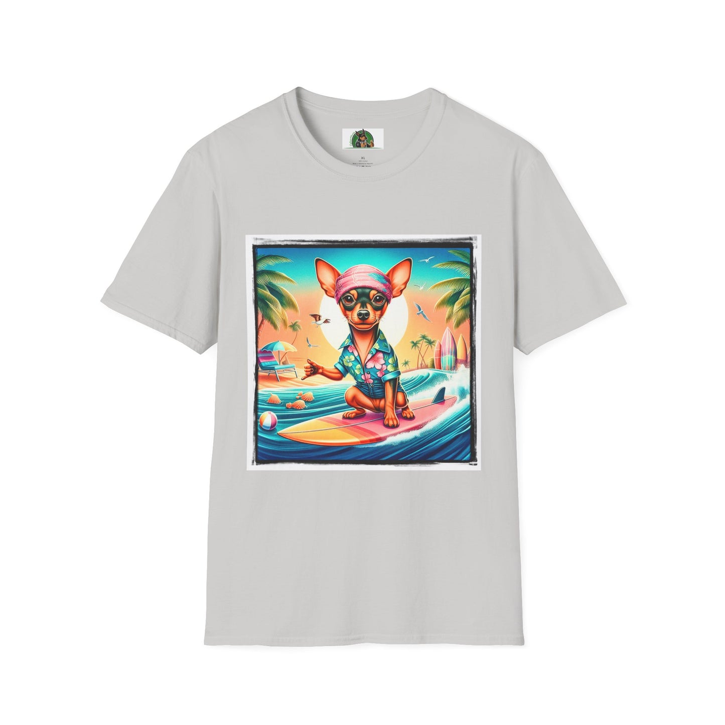 Min Pin T-Shirt Hawaiian surfing T-Shirt Printify S Ice Grey