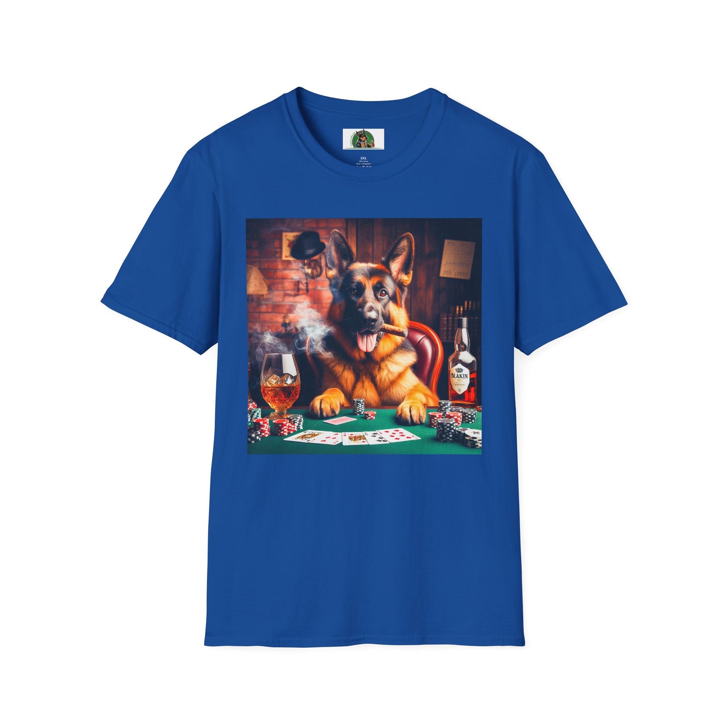German Shepherd smoking a cigar shirt T-Shirt Printify Royal S