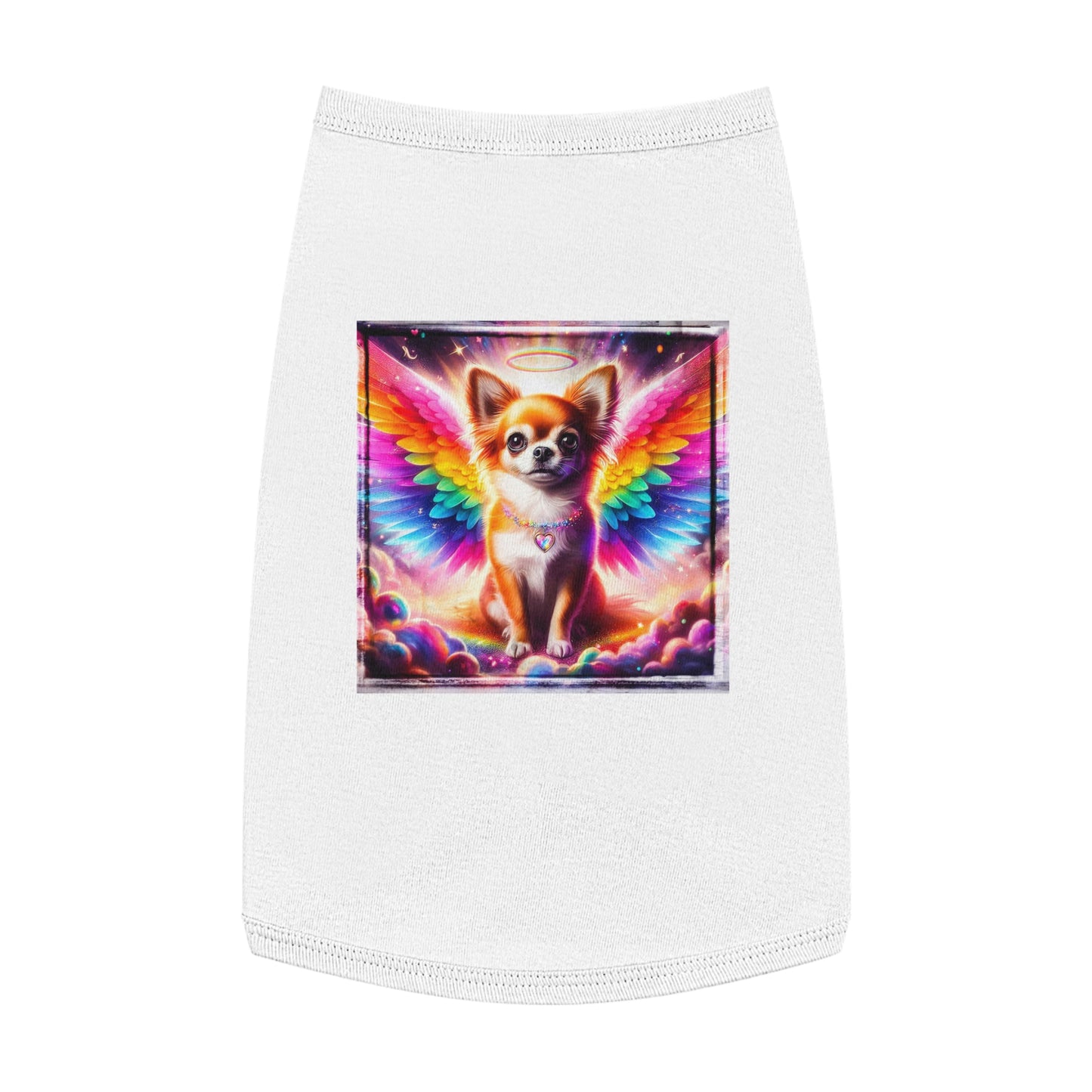 Pet Tank Top Chihuahua colorful wings t shirt Pets Printify L White