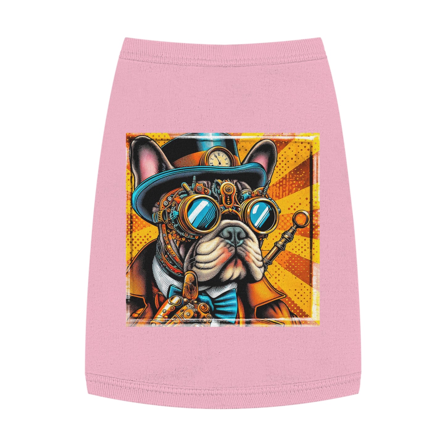 Pet Tank Top French Bulldog steampunk dude t shirt Pets Printify M Pink