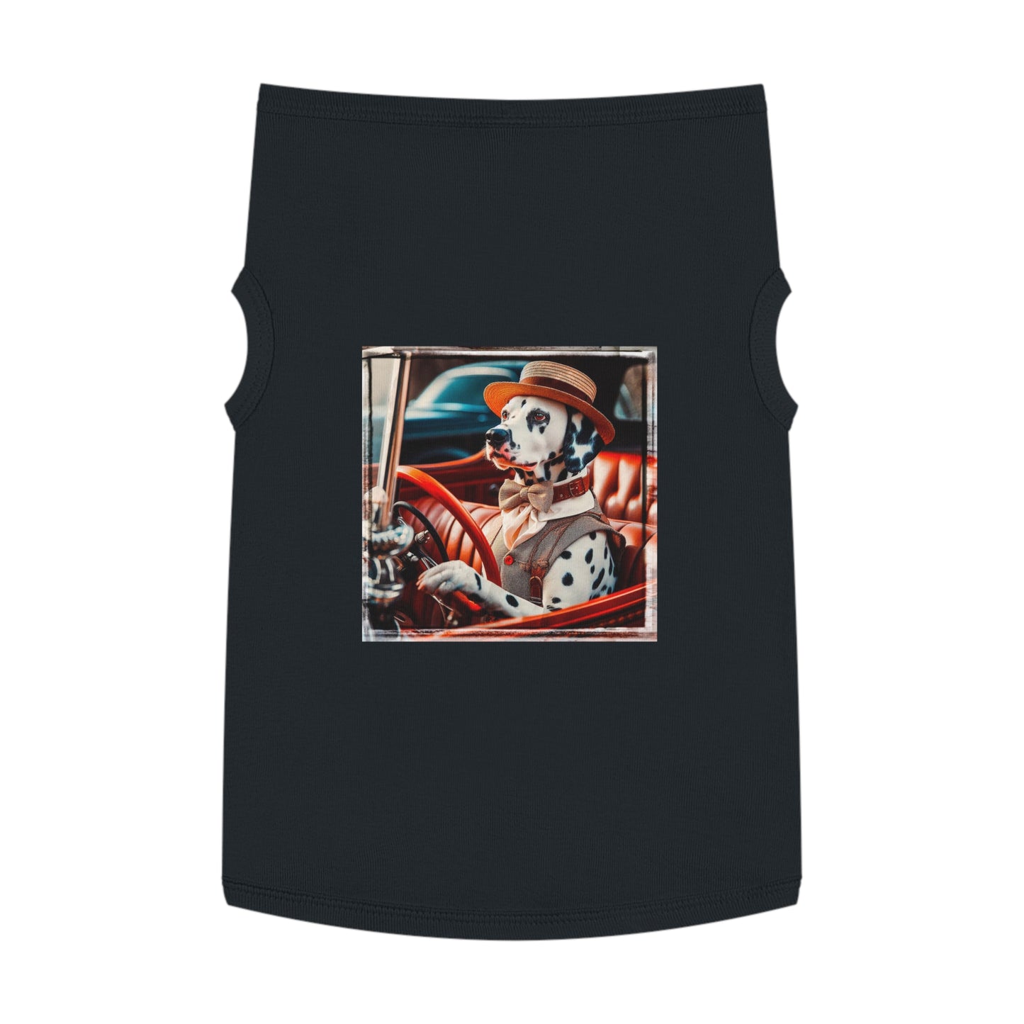 Pet Tank Top Dalmatian old time driving t shirt Pets Printify