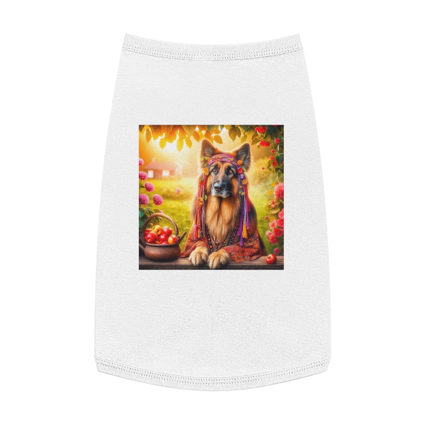 German Shepherd fun hippie Pets Printify L White
