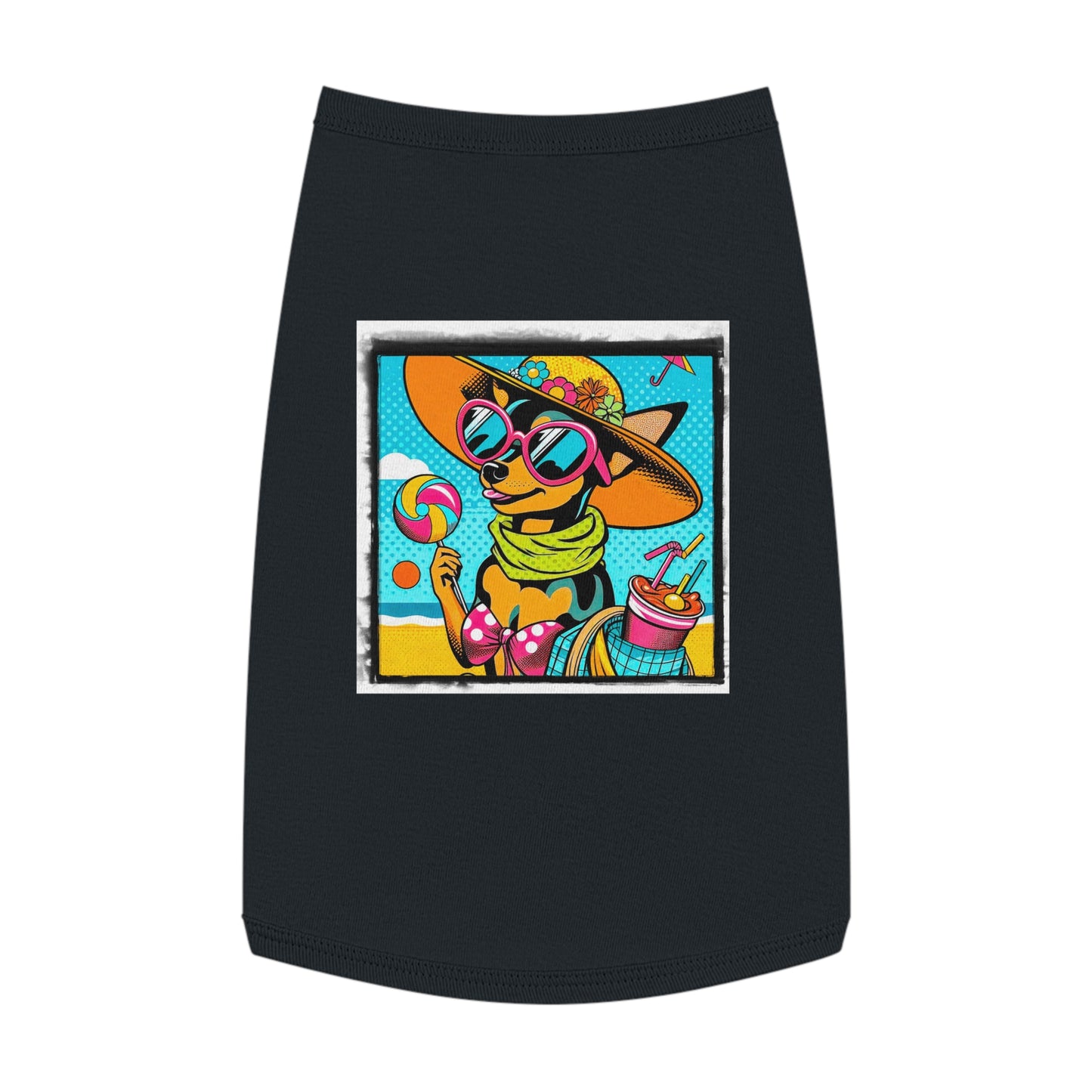 Min Pin Tank Tops beach babe Pets Printify L Black