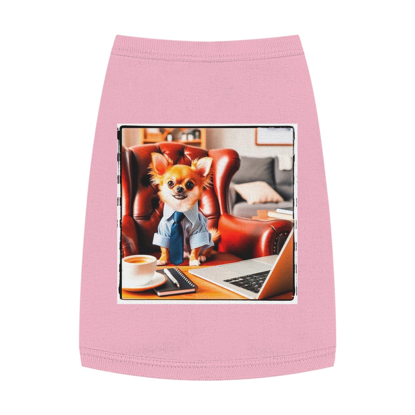 Pet Tank Top Chihuahua suit and tie t shirt Pets Printify M Pink
