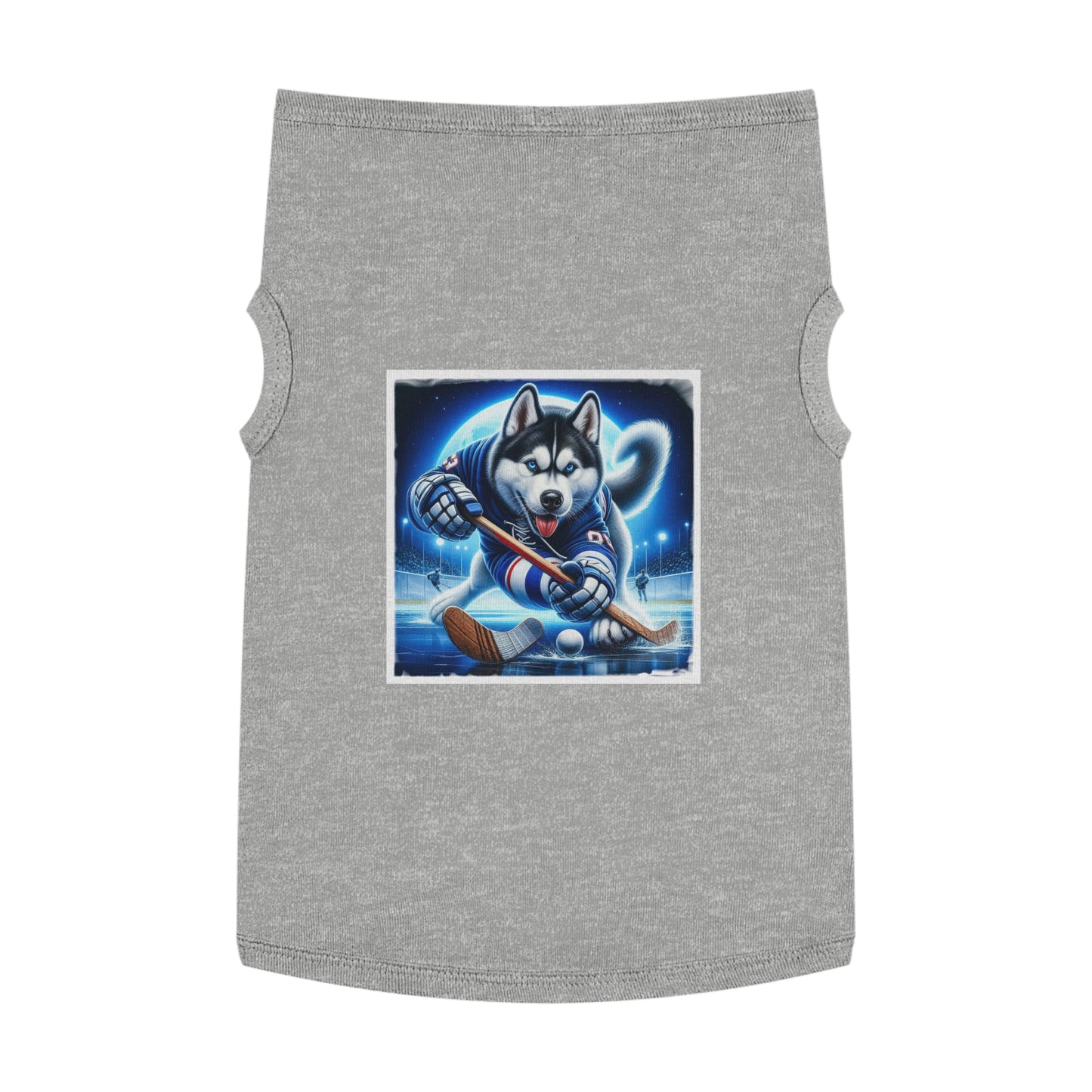 Pet Tank Top Husky hockey player Pets Printify XL Heather