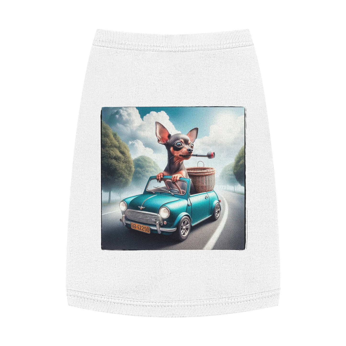 - Min Pin Tank Tops driving and smoking Pets Printify M White