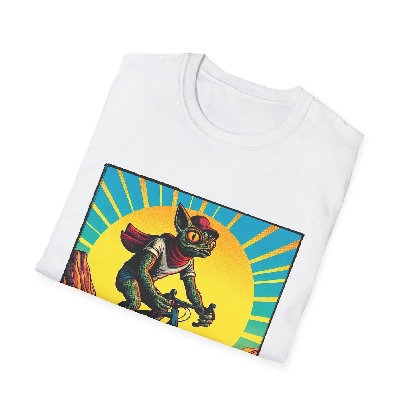Chupacabra bike riding t shirt T-Shirt Printify