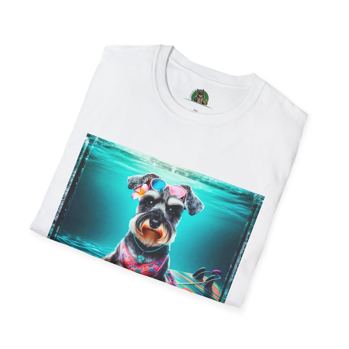Miniature Schnauzer puppy surfing T-Shirt Printify