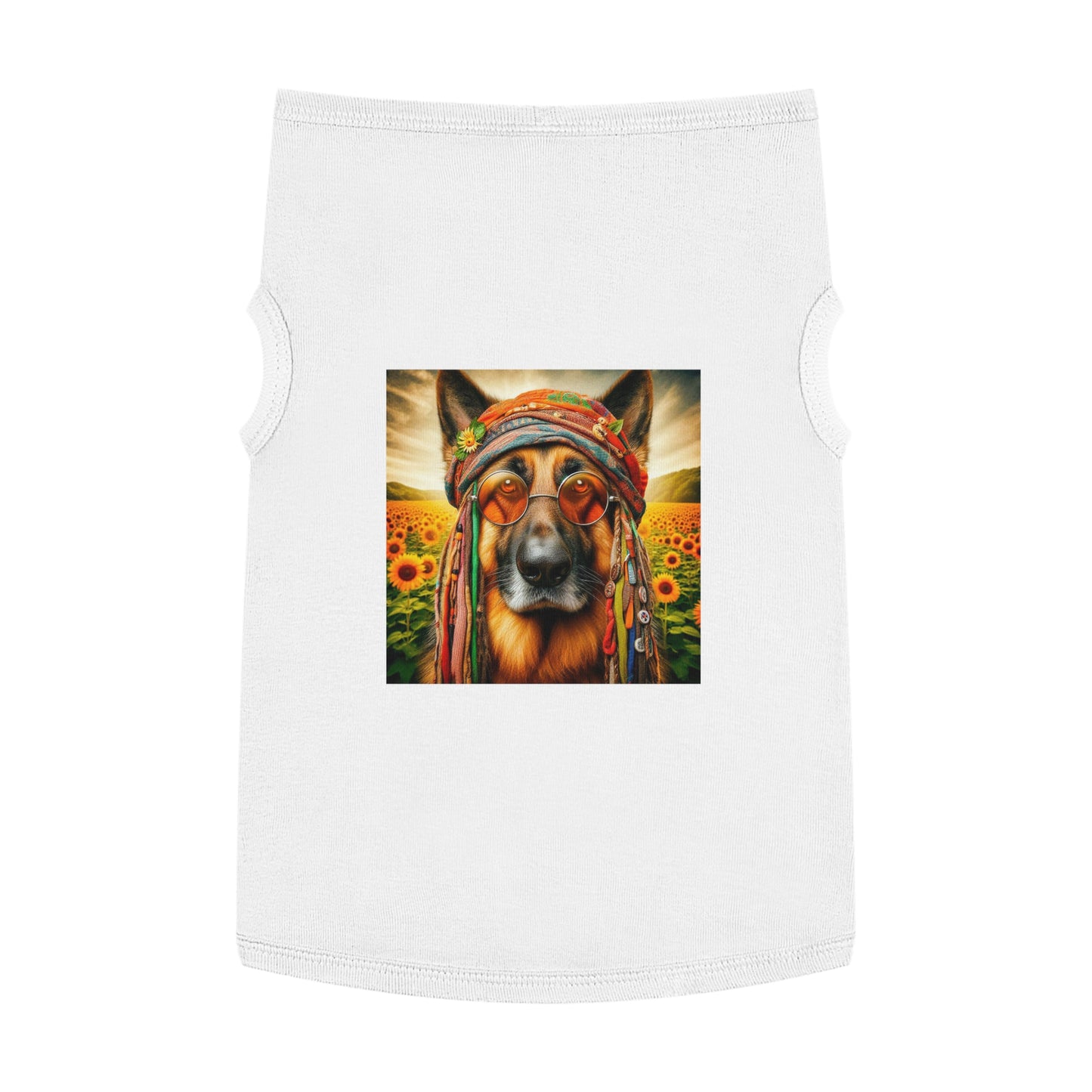 German Shepherd flower hippie Pets Printify XL White