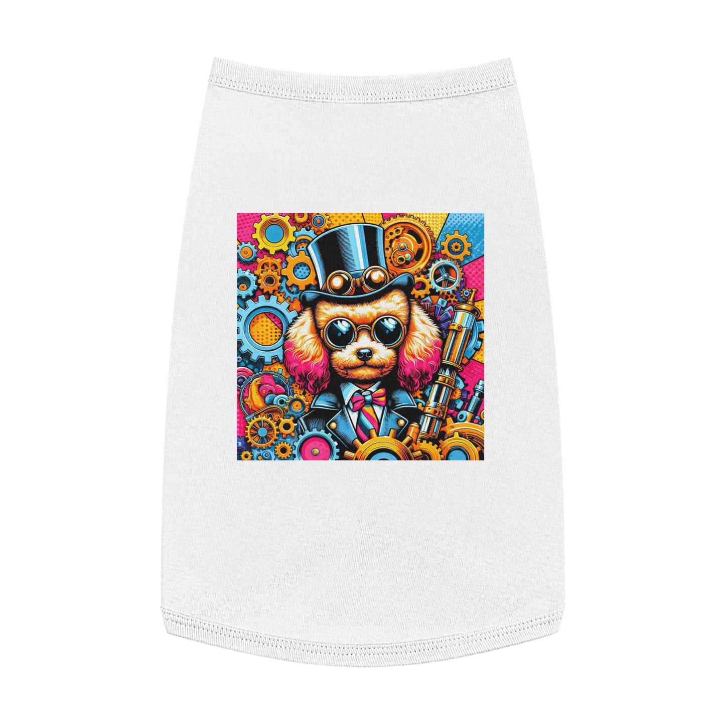 Pet Tank Top Poodle colorful gears Pets Printify L White