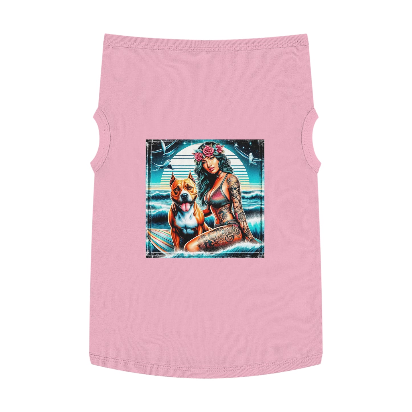 Pet Tank Top Pit Bull Hawaiian women Pets Printify XL Pink