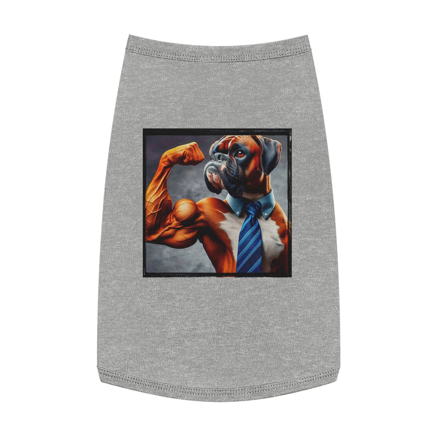 Pet Tank Top Boxer Dog Flexing Pets Printify L Heather