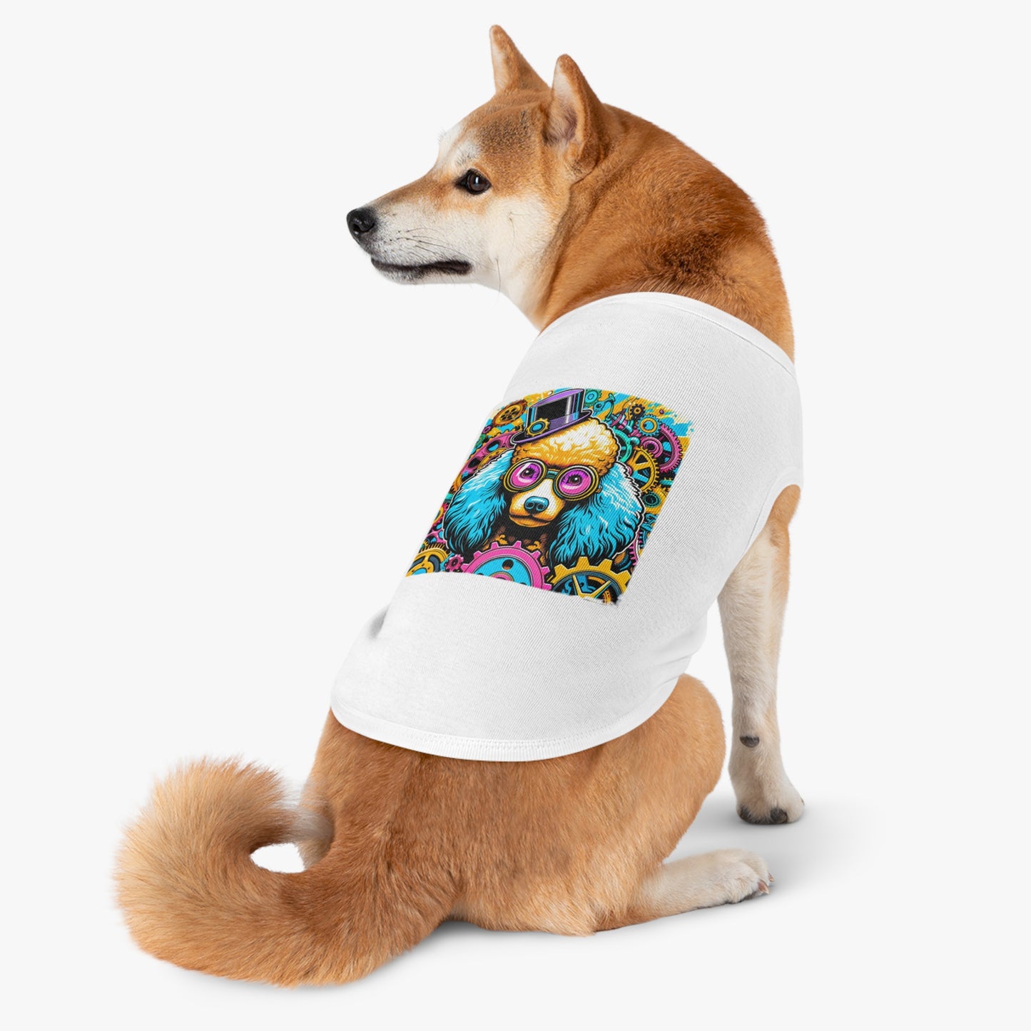 Pet Tank Top Poodle pink and blue steam punk