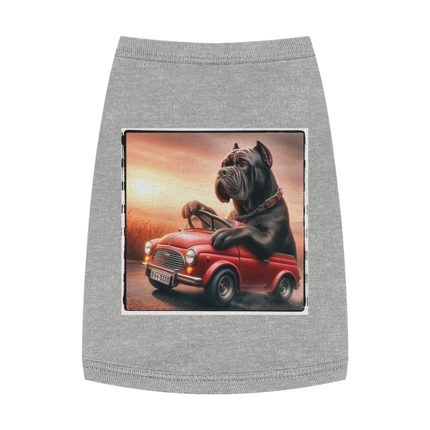 Wacky Pet Tank Top Cane Corso Dog In Small Car Pets Printify M Heather