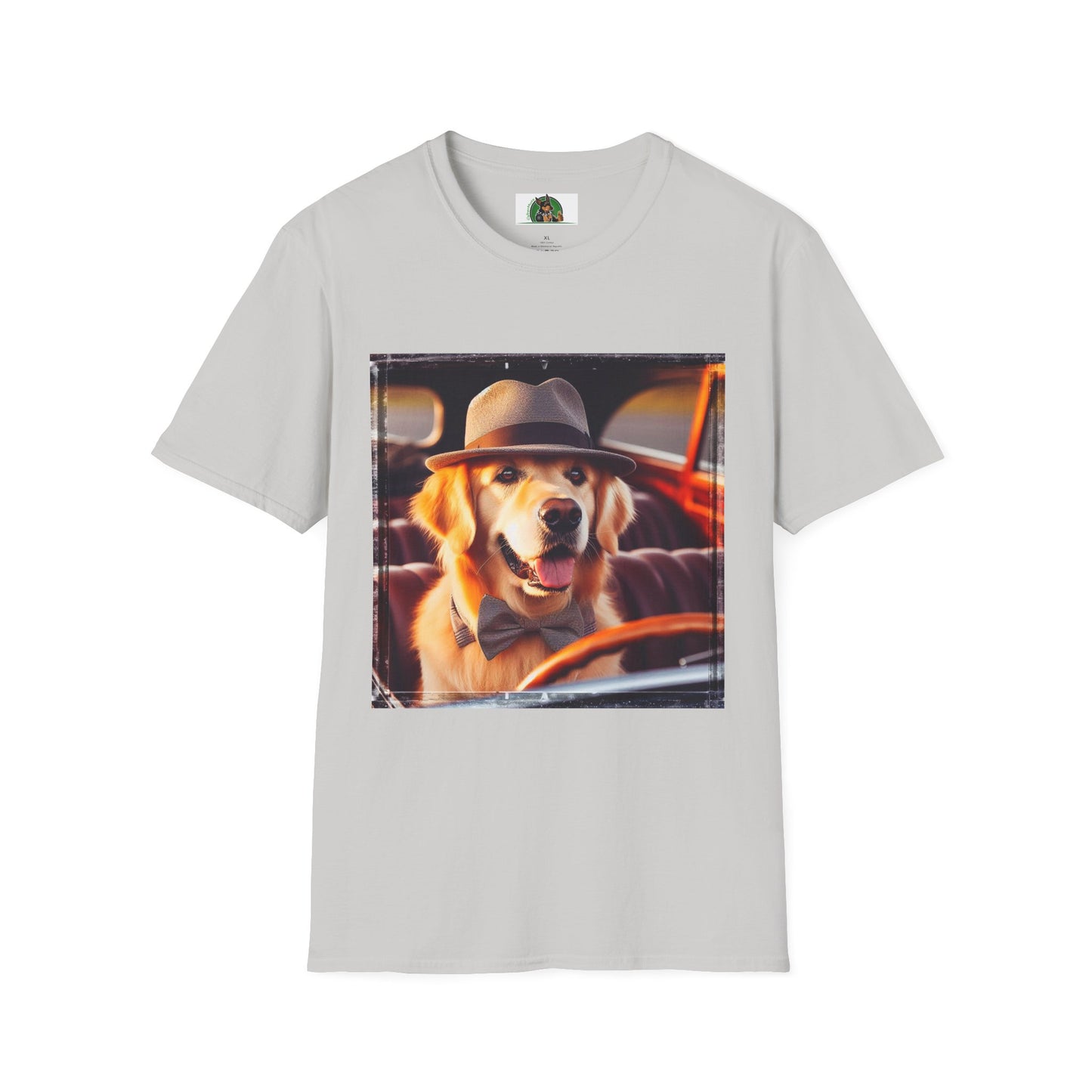 Golden Retriever driving fun shirt T-Shirt Printify S Ice Grey