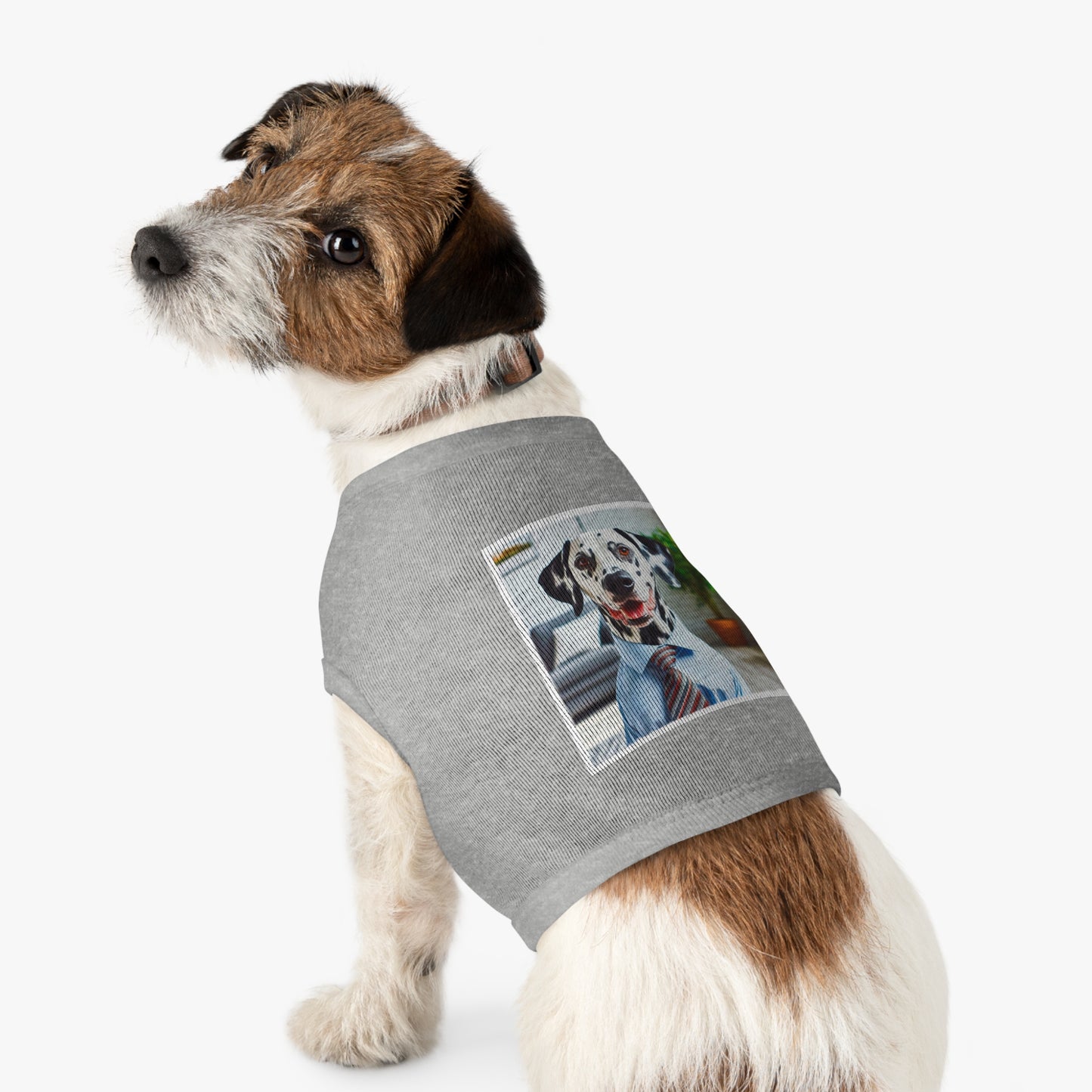 Pet Tank Top Dalmatian happy businessman t shirt Pets Printify