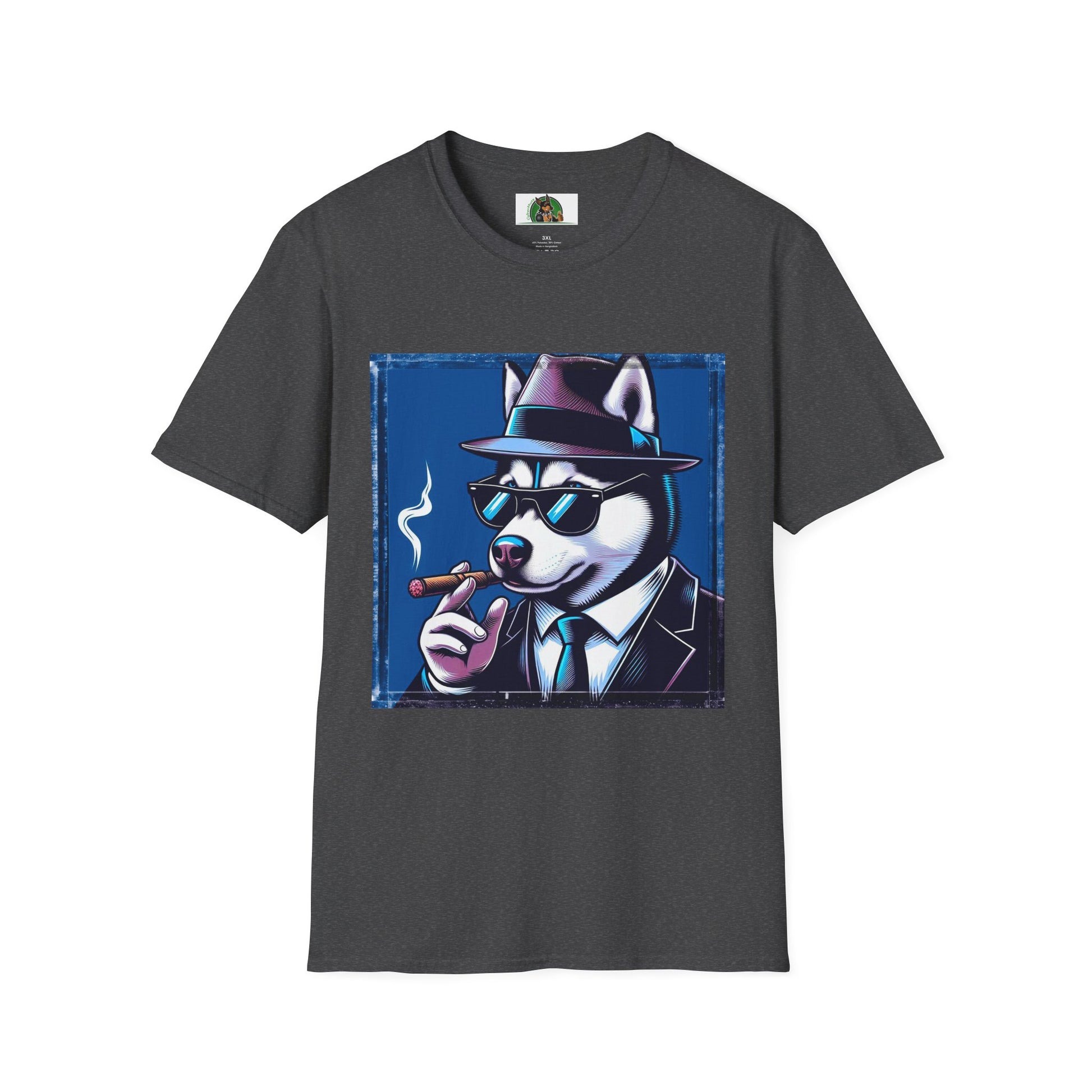 Husky smoking guy T-Shirt Printify XS Dark Heather