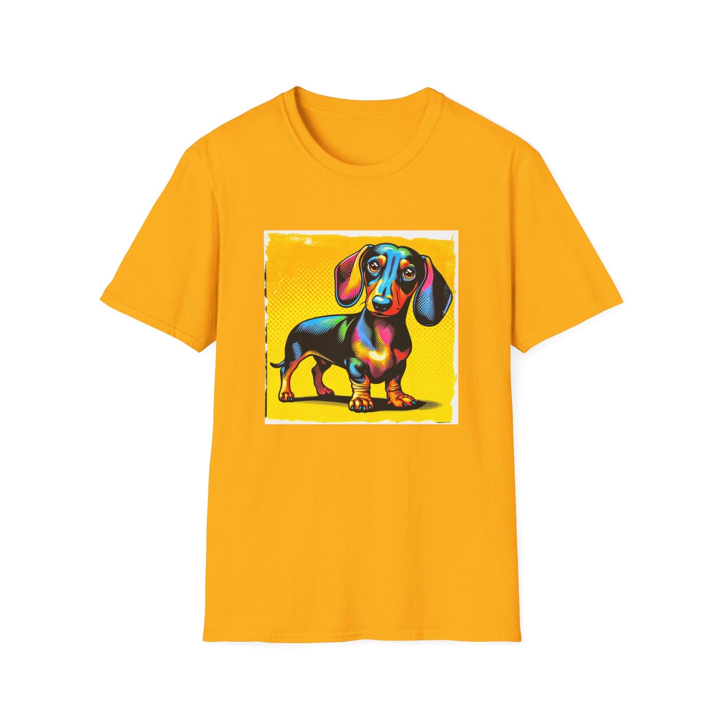 Dachshund pretty in colors t shirt T-Shirt Printify S Gold