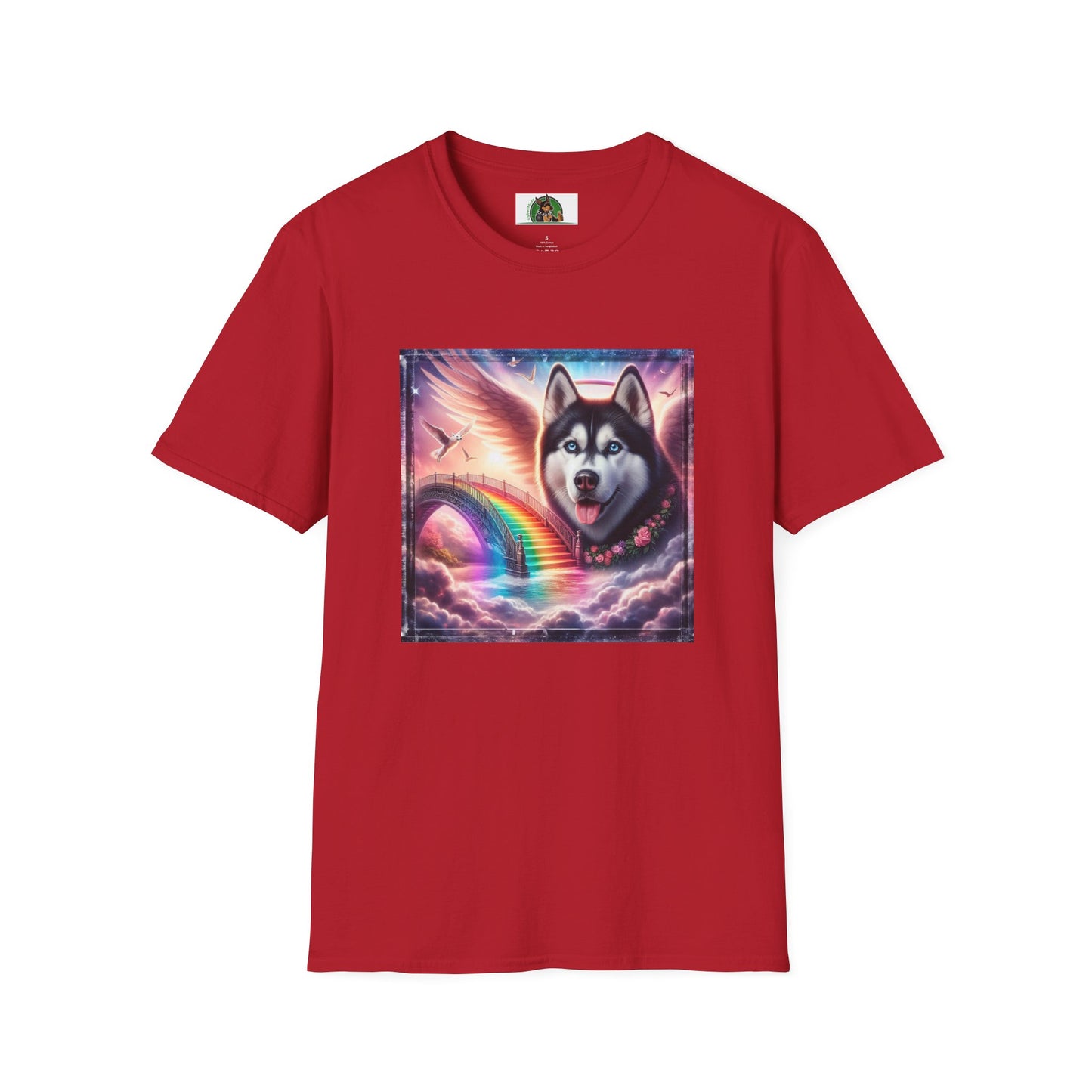 Husky rainbow bridge T-Shirt Printify S Cherry Red