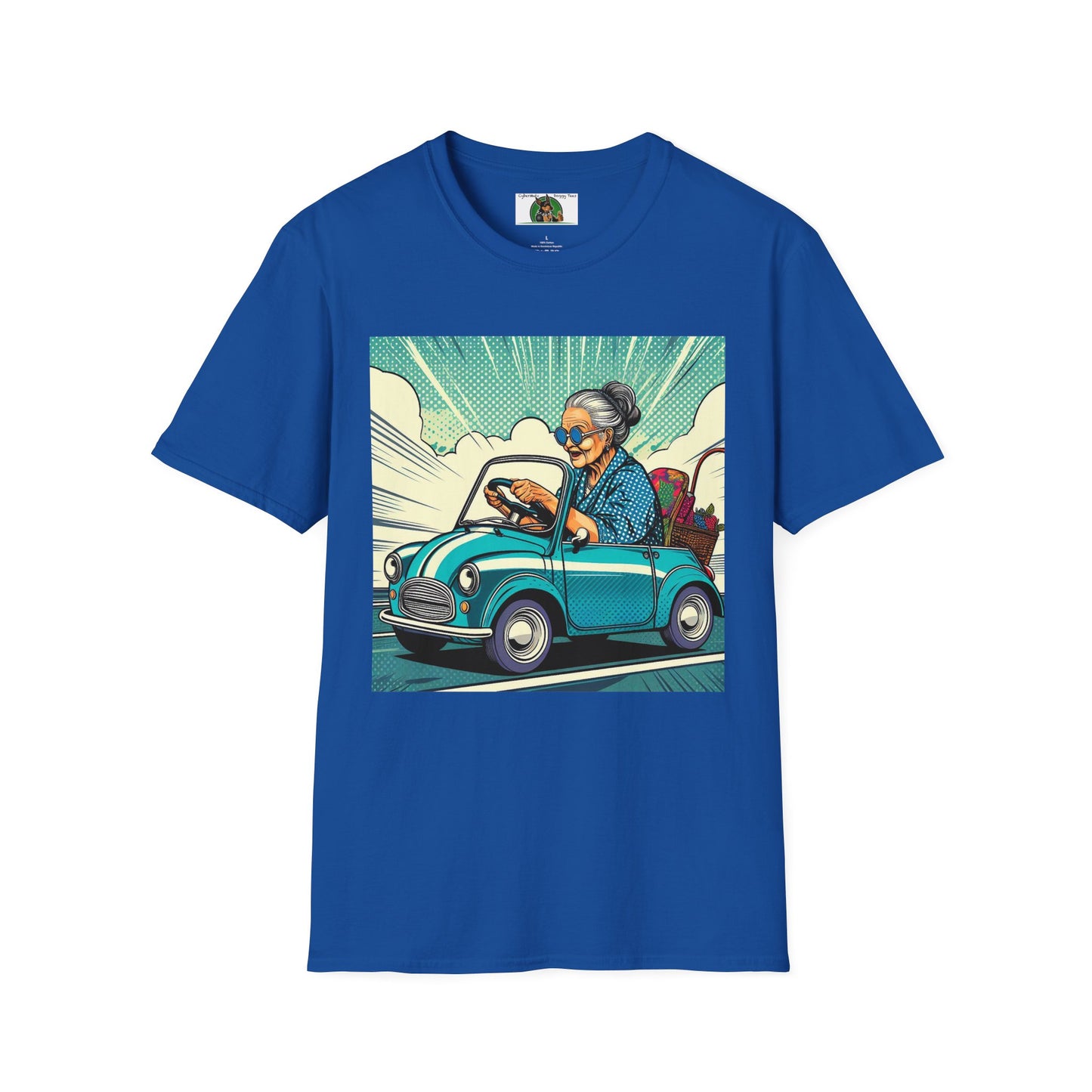 Old Lady in a Wacky Little Car T-Shirt Printify Royal S