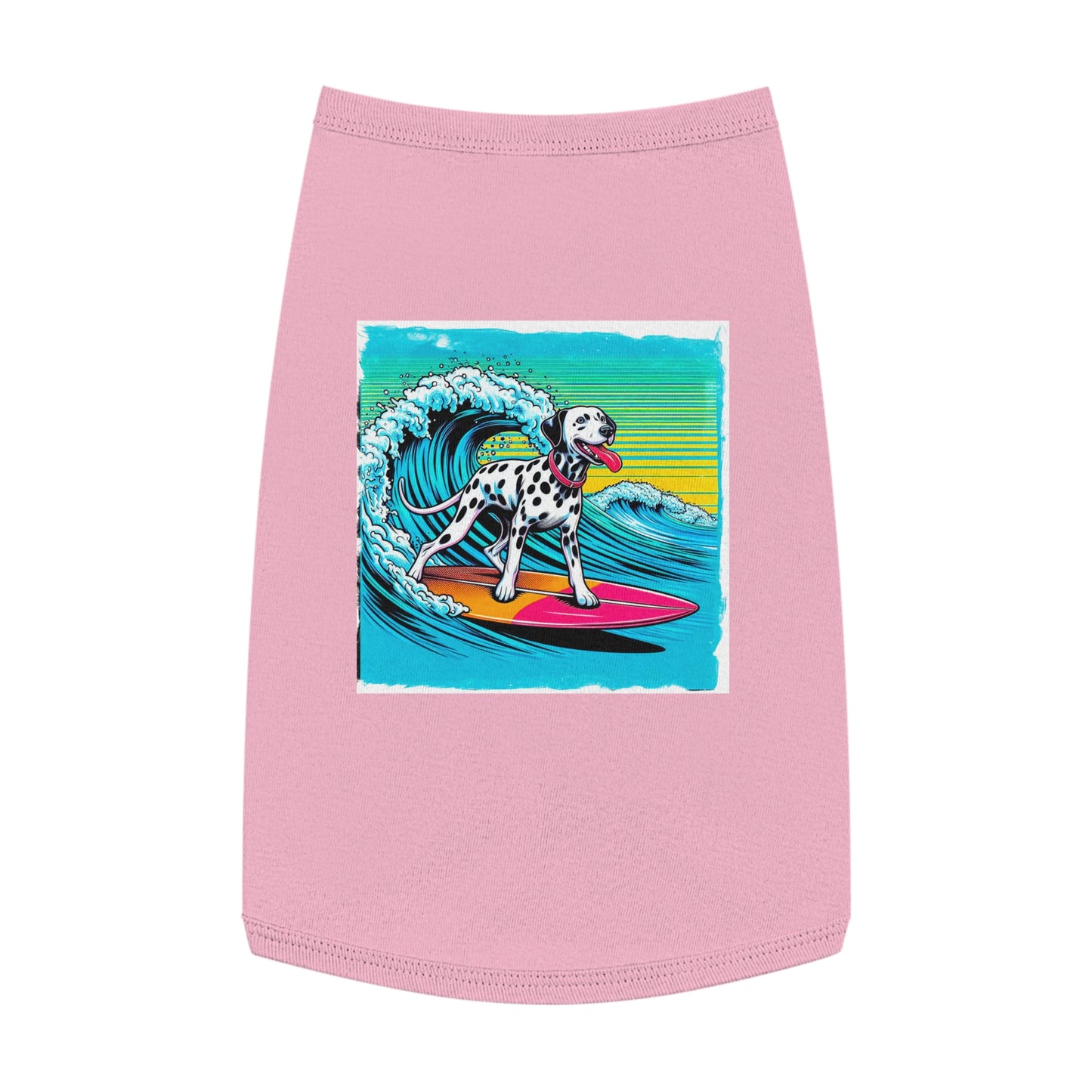 Pet Tank Top Dalmatian colorful waves t shirt Pets Printify L Pink