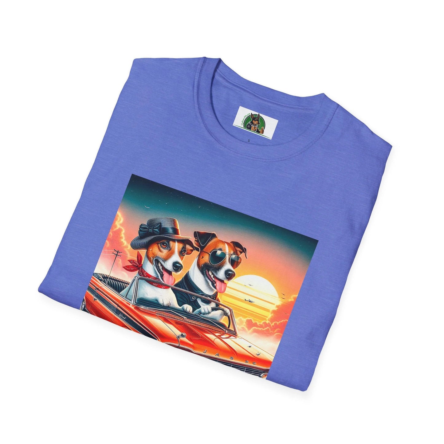 Wacky Jack Russell Couple In Car T-Shirt - Quirky Dog Art | CyberMutz