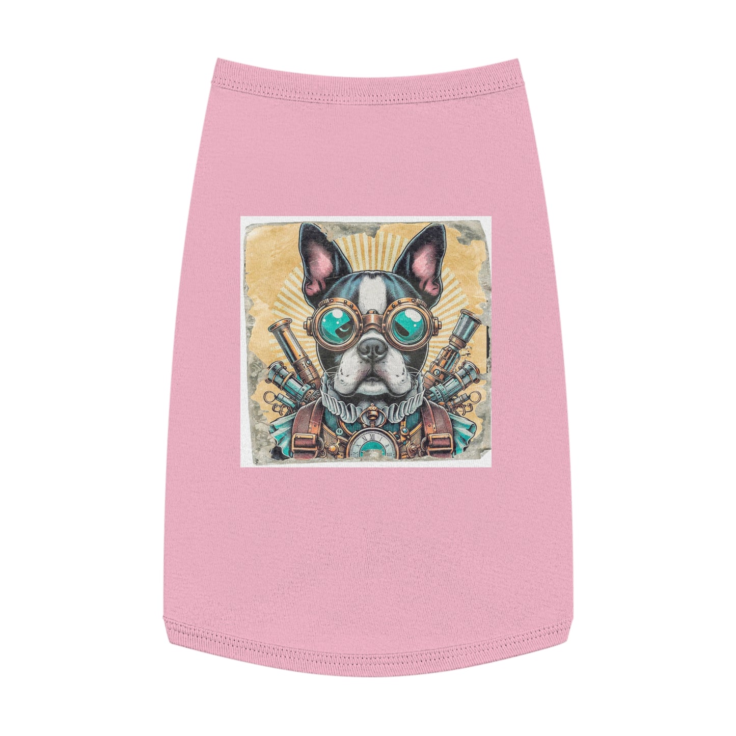 Pet Tank Top Boston Terrier In Steampunk Clothes Pets Printify L Pink