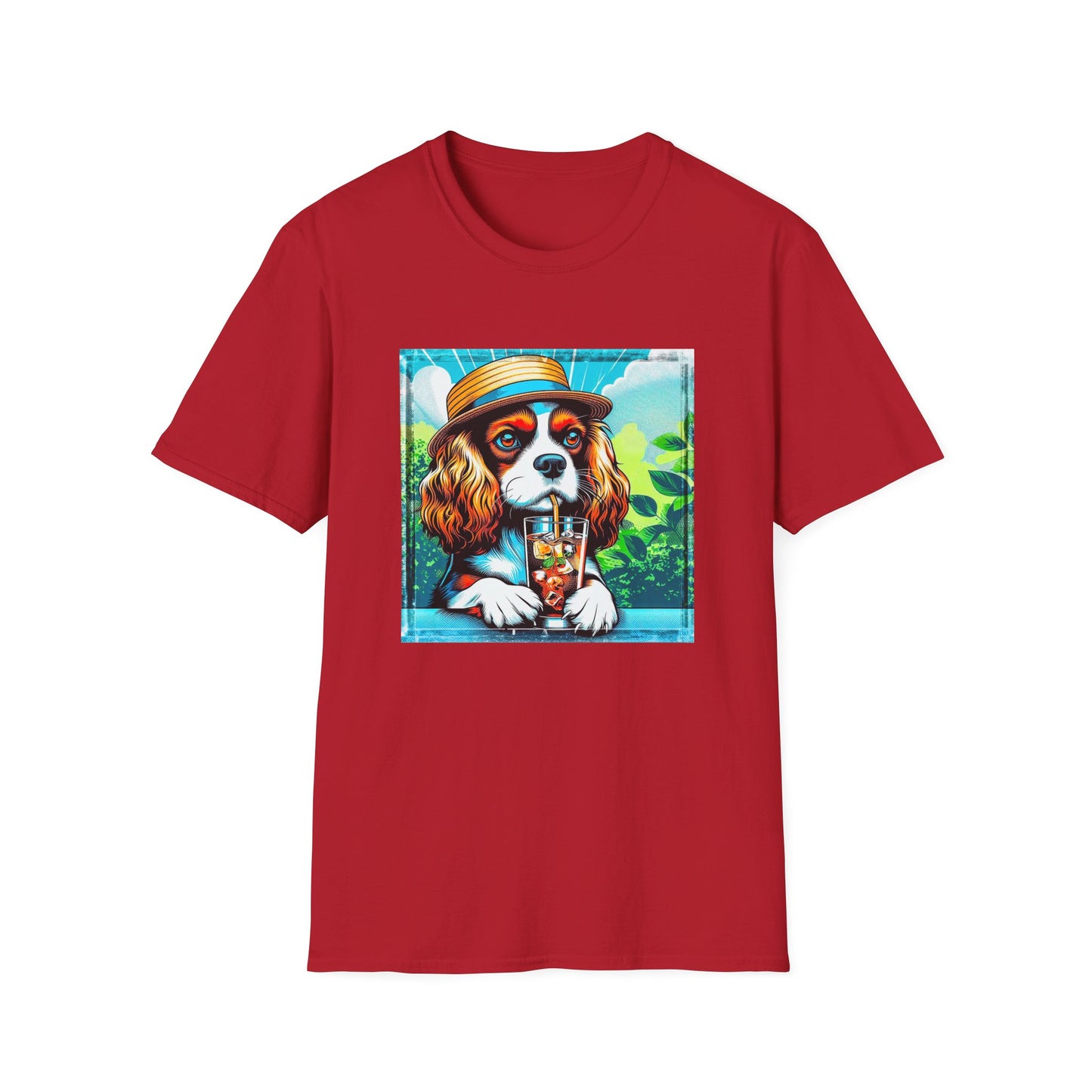 Cavalier King Charles Spaniel Summer Dog TShirt T-Shirt Printify S Cherry Red