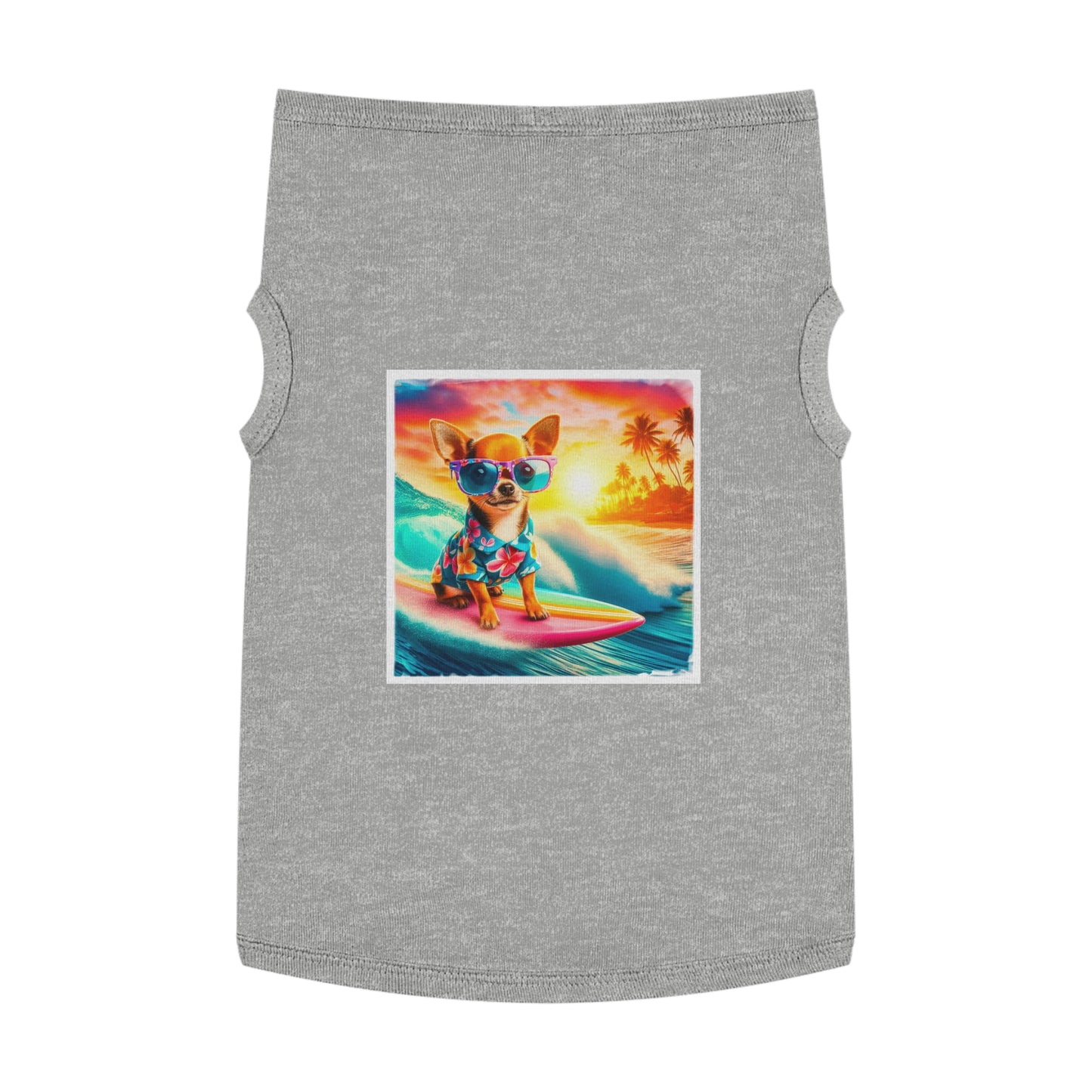 Pet Tank Top Chihuahua colorful waves t shirt Pets Printify XL Heather