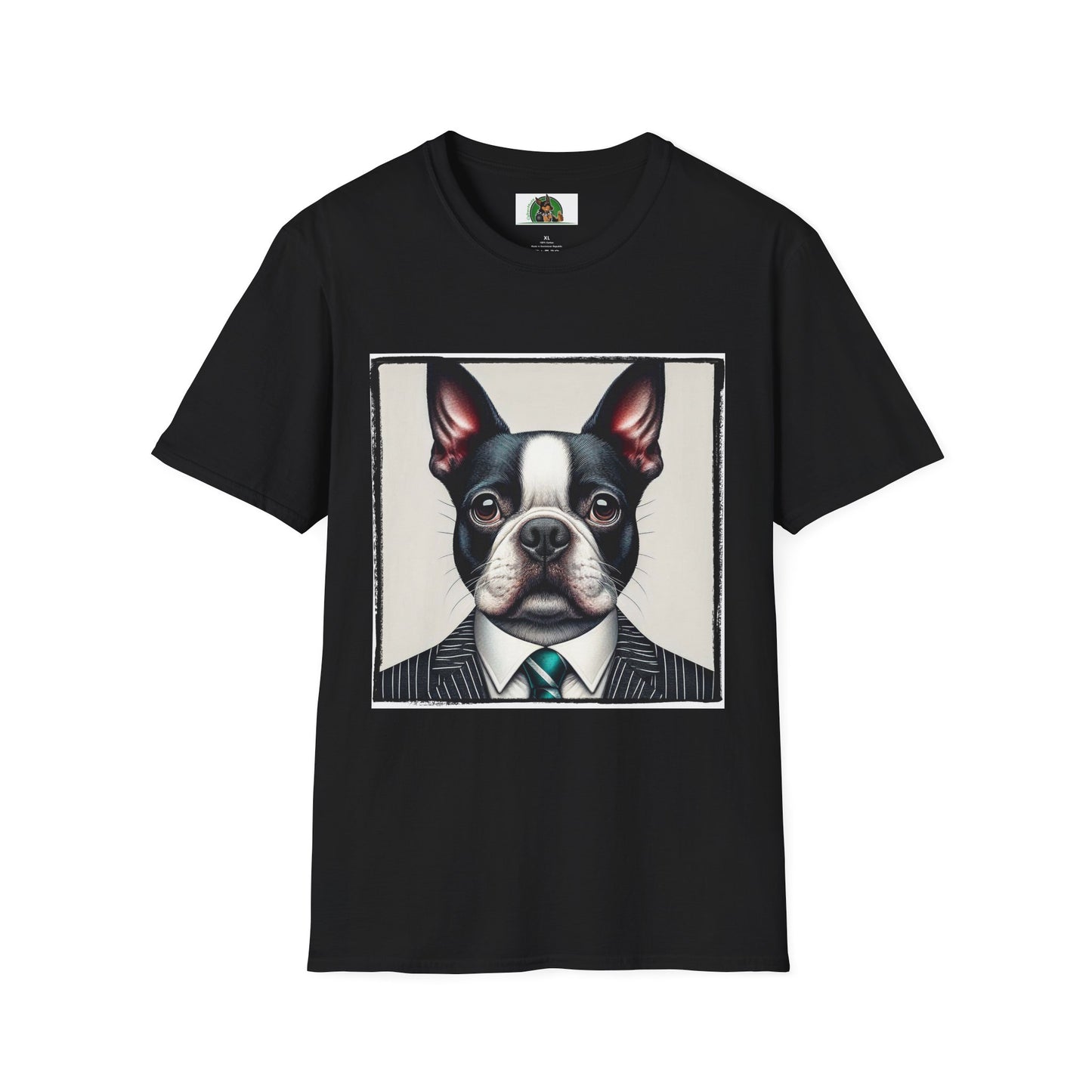 Boston Terrier In Suit Shirt T-Shirt Printify XS Black