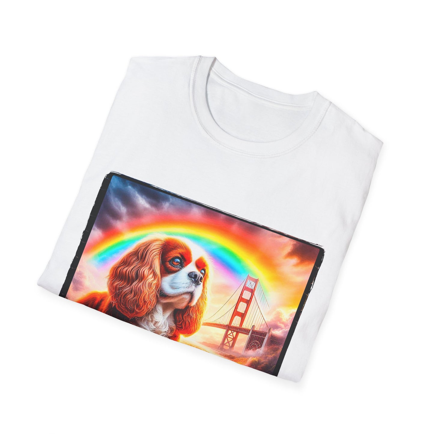 Cavalier King Charles Spaniel Rainbow Bridge TShirt T-Shirt Printify